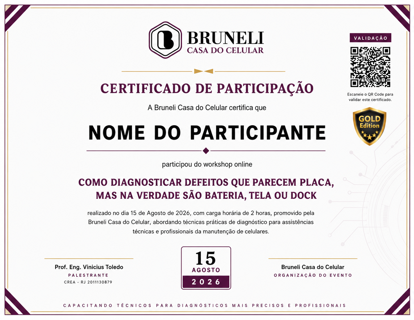 Modelo do certificado